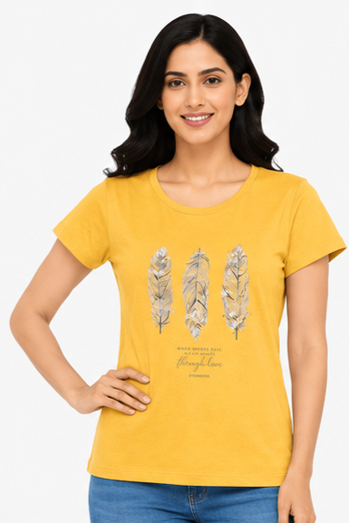 Women's Graphic Print Round Neck T-Shirt (2XL)