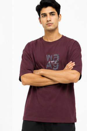 Men's Oversized Graphic Print Round Neck T-Shirt
