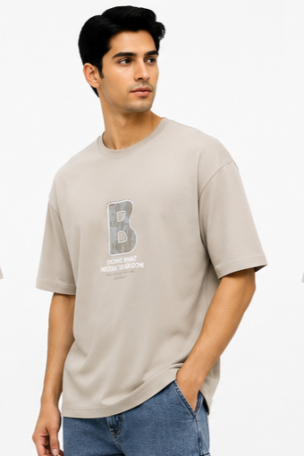 Men's Oversized Graphic Print Round Neck T-Shirt