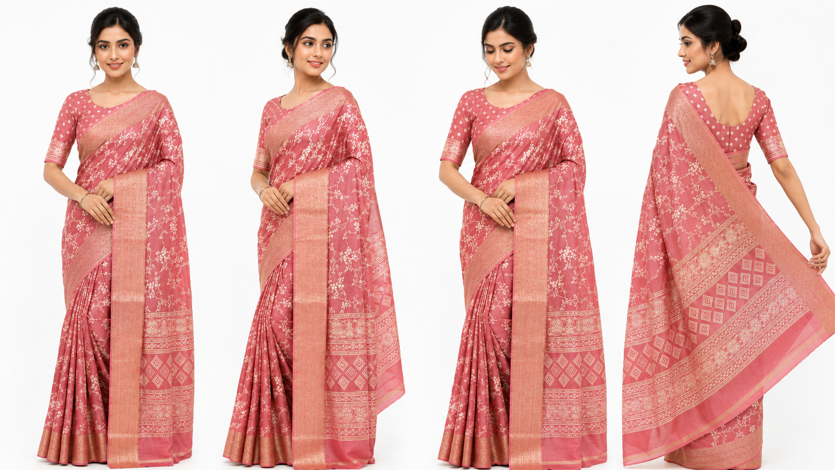 Women's Printed Chiffon Saree with Blouse Piece