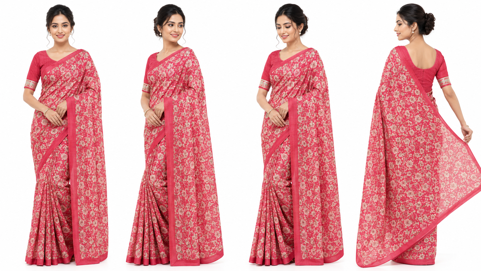 Women's Printed Chiffon Saree with Blouse Piece