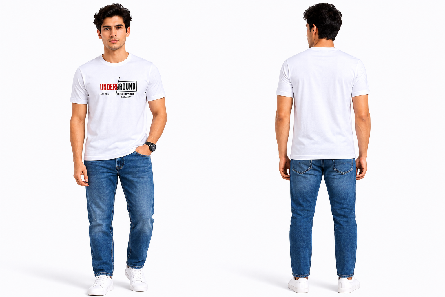 Casual Round Neck Printed T-Shirt for Men
