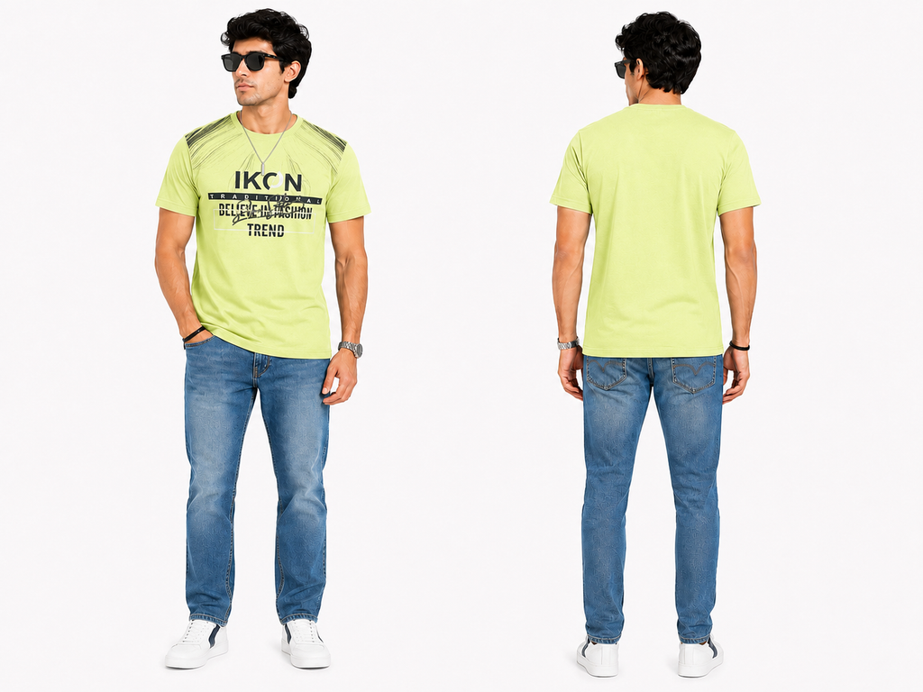 Casual Round Neck Printed T-Shirt for Men M