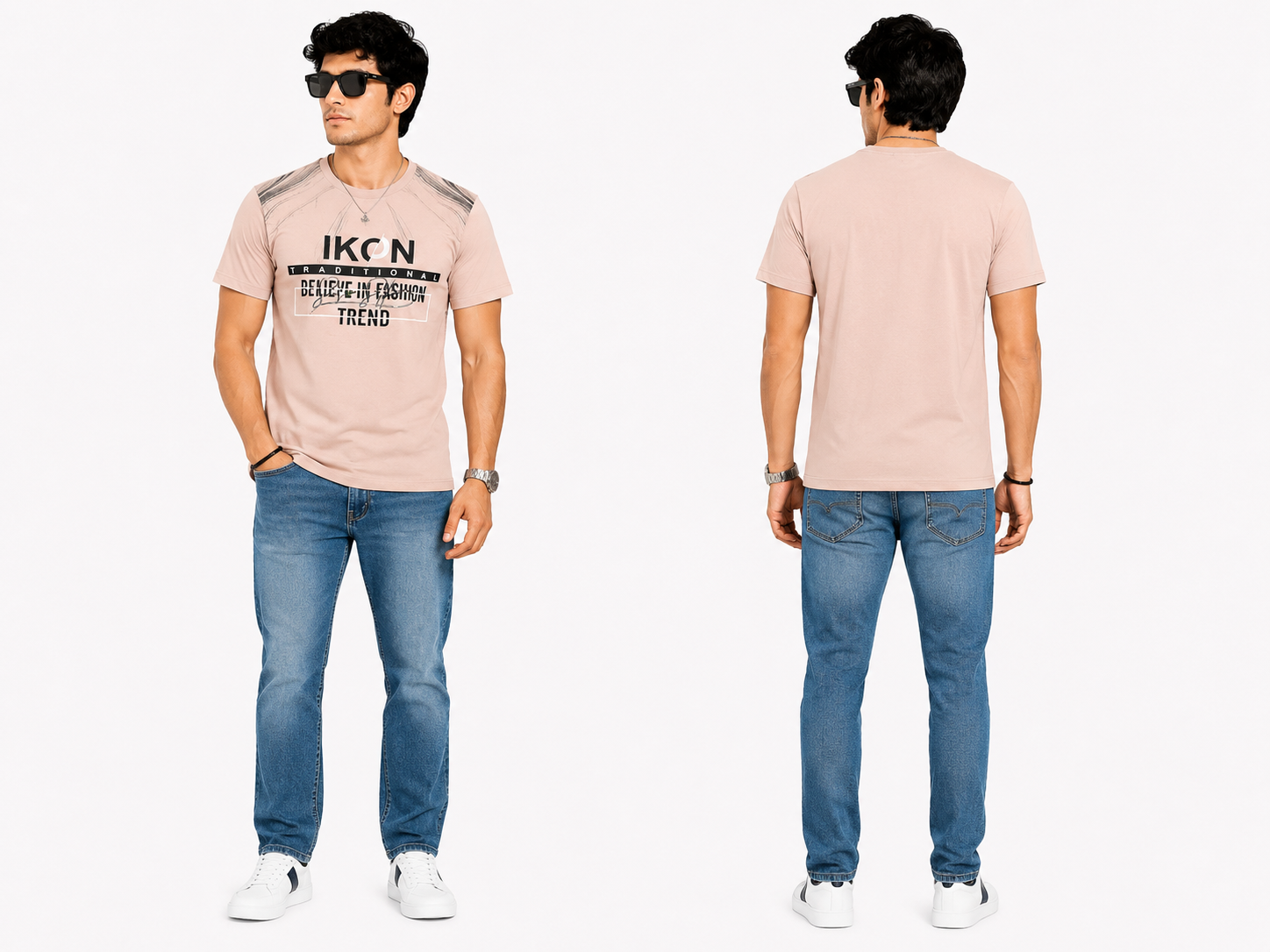 Casual Round Neck Printed T-Shirt for Men L