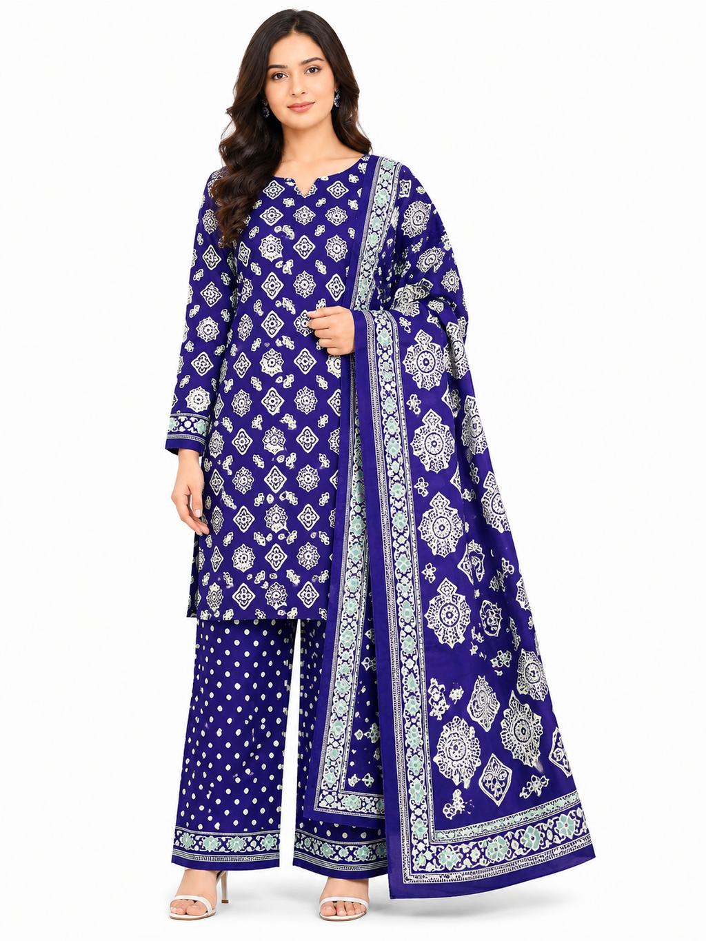 Women's Pure Cotton Printed Unstitched Suit with Dupatta