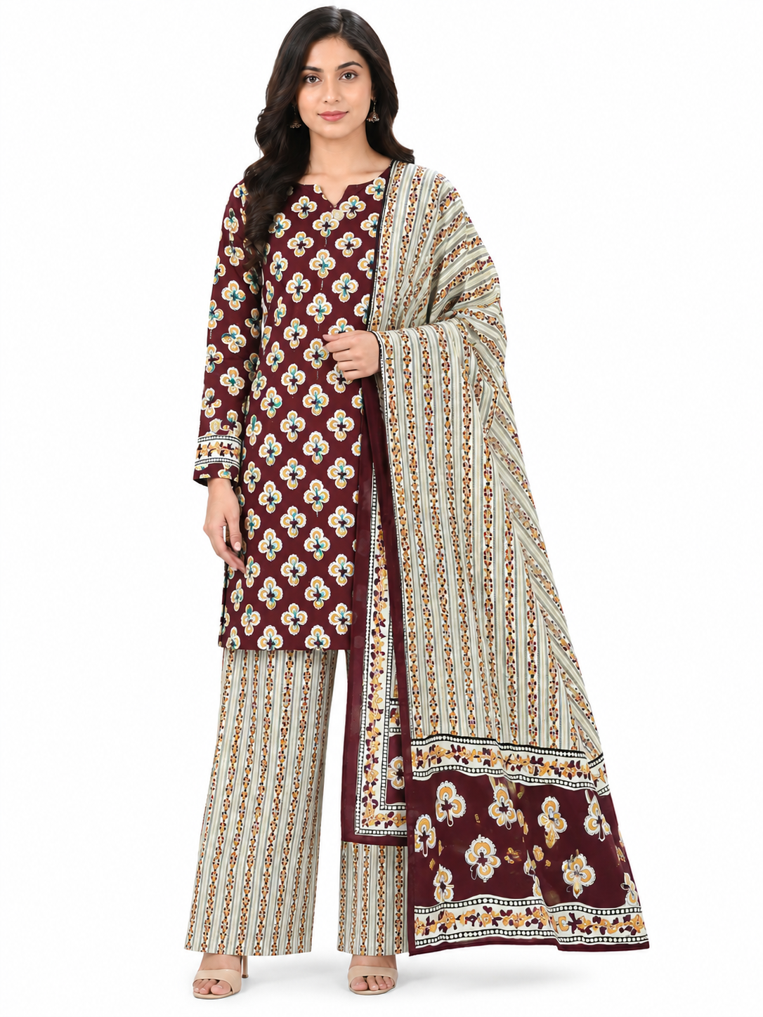 Women's Pure Cotton Printed Unstitched Suit with Dupatta