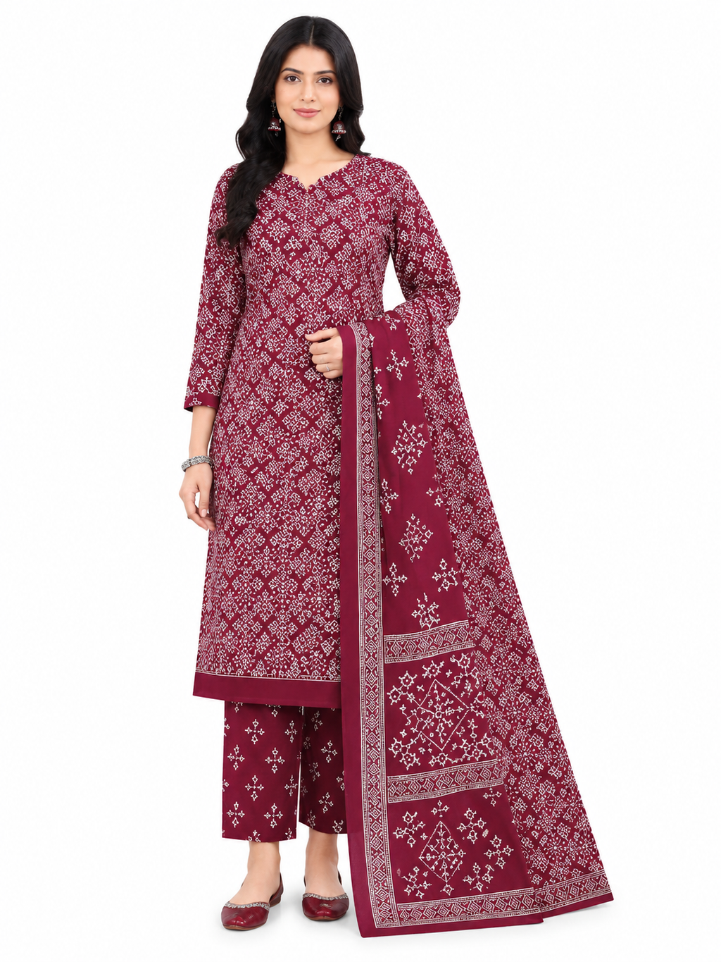 Women's Pure Cotton Printed Unstitched Suit with Dupatta