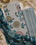 Premium Slub Cotton Floral Print Unstitched Suit Set for Women