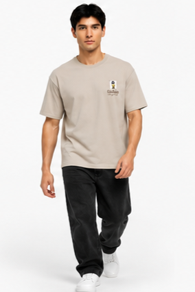 Men's Oversized Graphic Print Round Neck T-Shirt