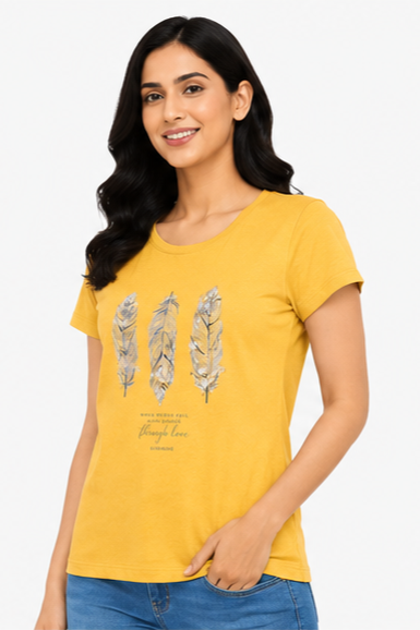 Women's Graphic Print Round Neck T-Shirt (2XL)
