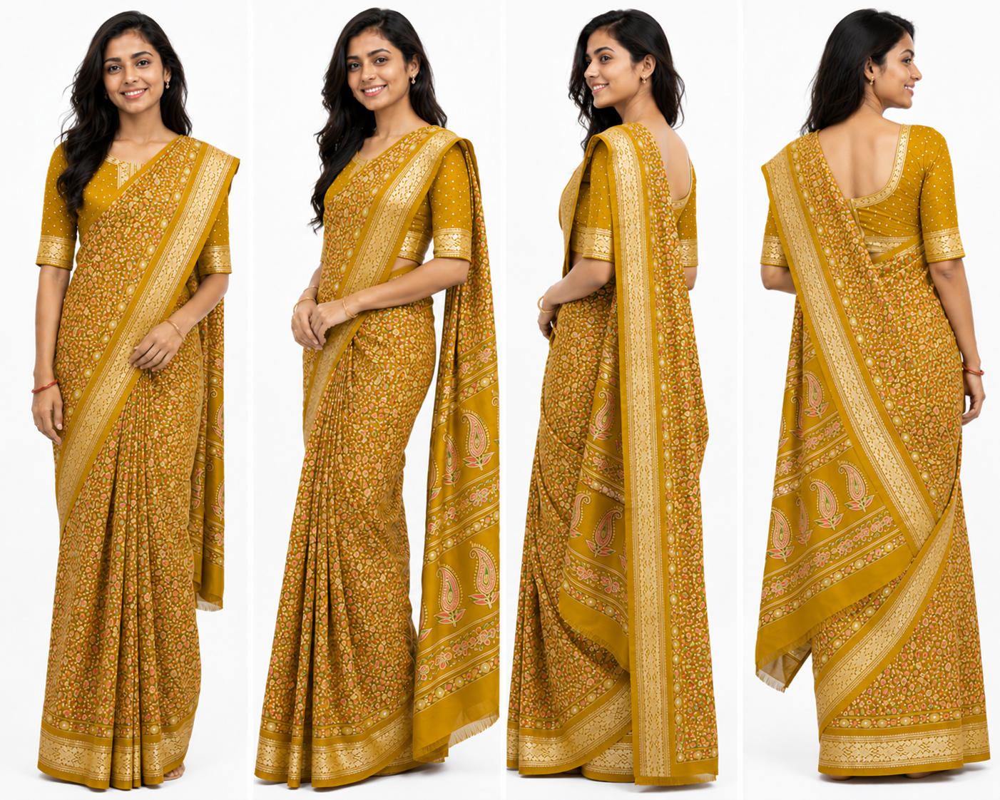 Women's Printed Chiffon Saree with Blouse Piece