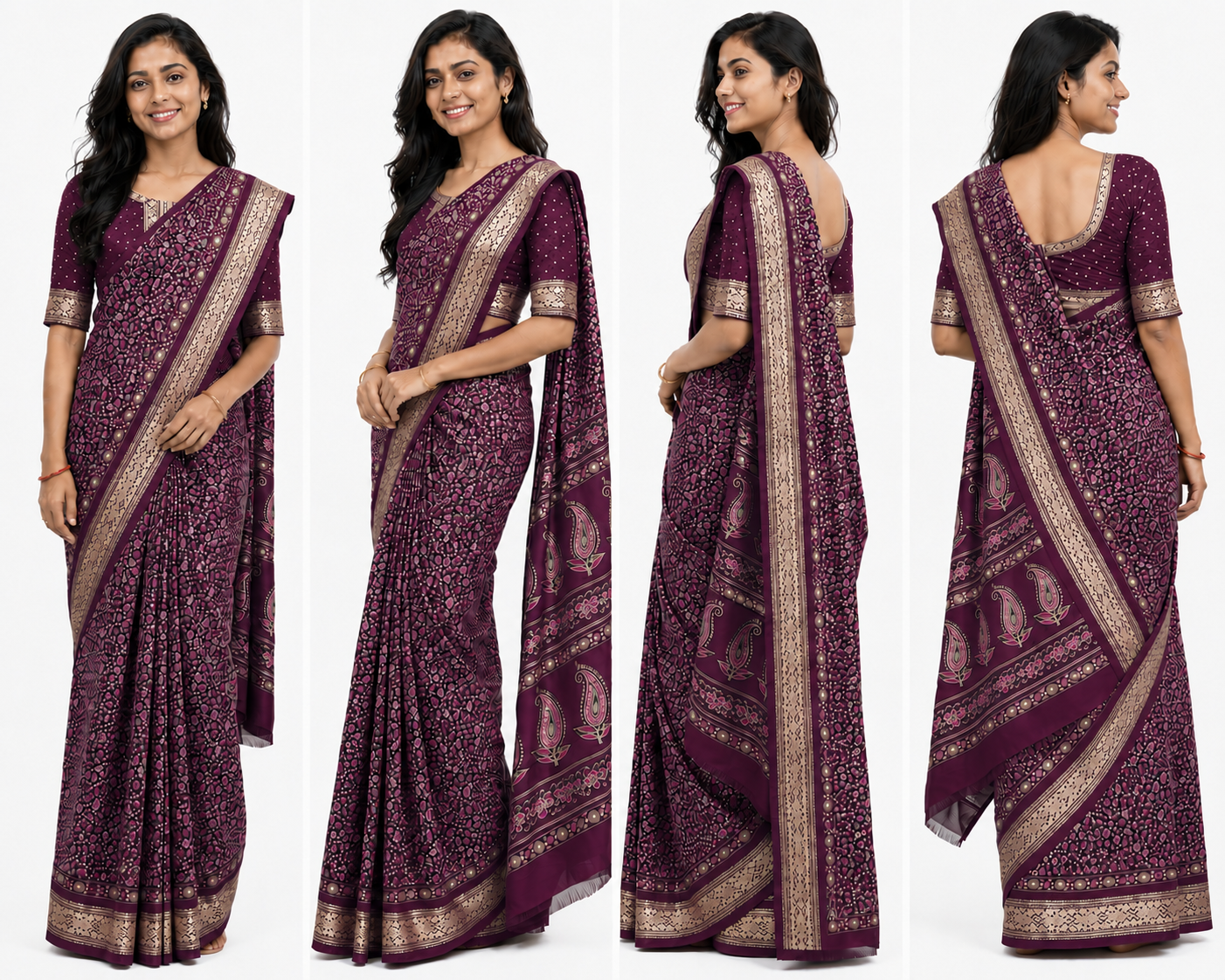 Women's Printed Chiffon Saree with Blouse Piece
