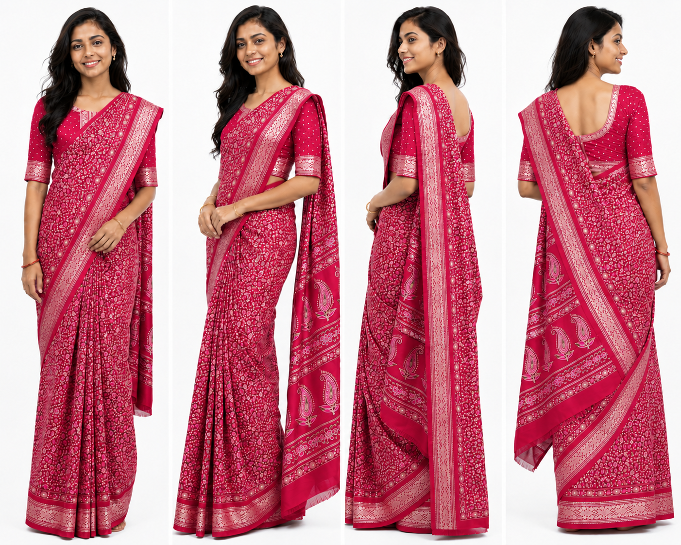 Women's Printed Chiffon Saree with Blouse Piece