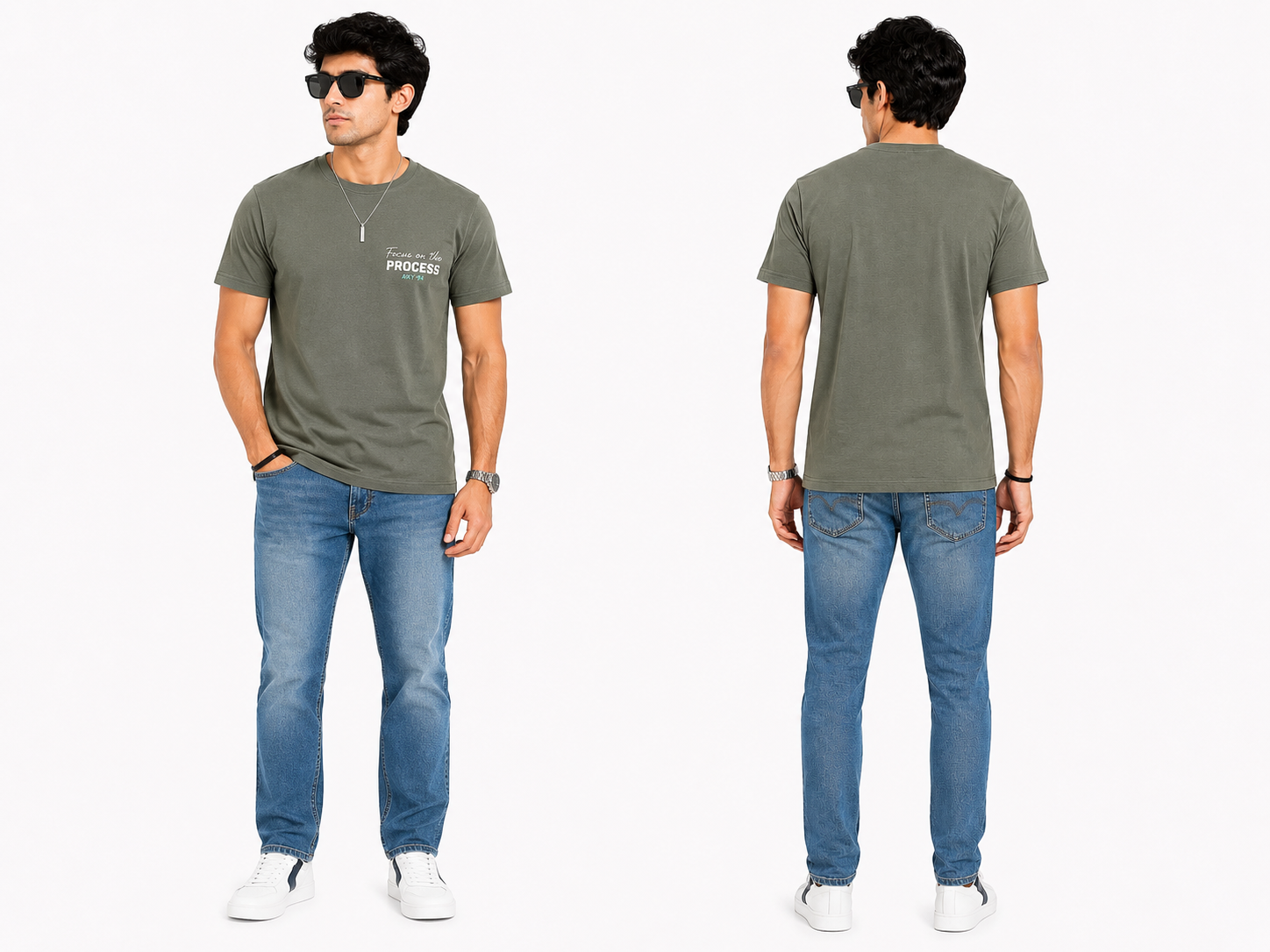 Casual Round Neck Printed T-Shirt for Men M