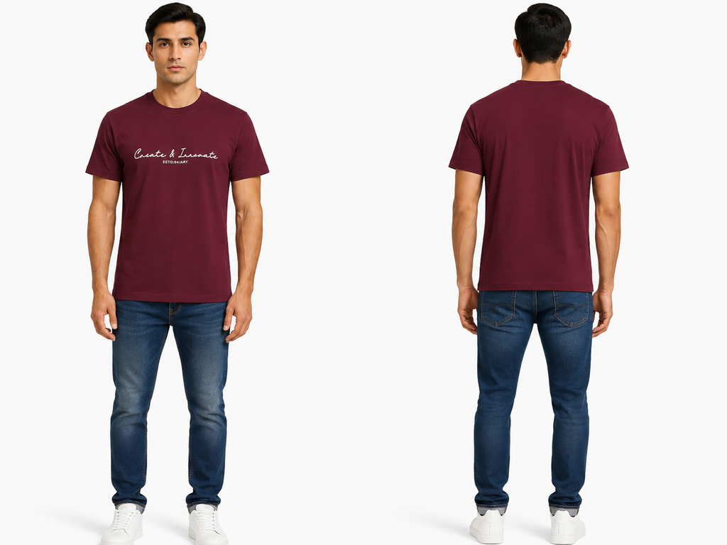 Casual Round Neck Printed T-Shirt for Men M