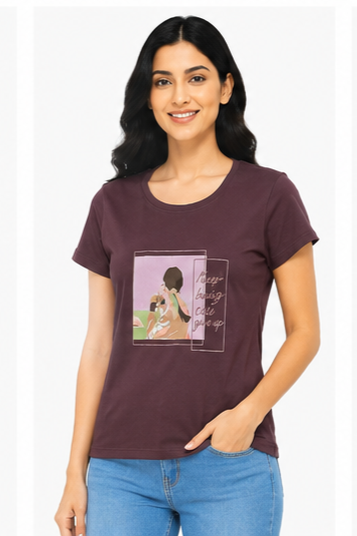 Women's Graphic Print Round Neck T-Shirt (2XL)