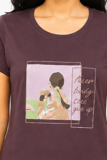 Women's Graphic Print Round Neck T-Shirt (2XL)