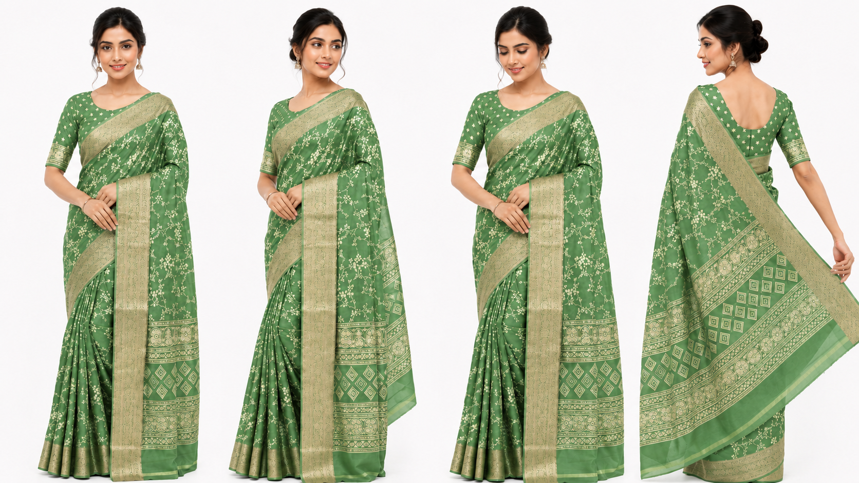 Women's Printed Chiffon Saree with Blouse Piece