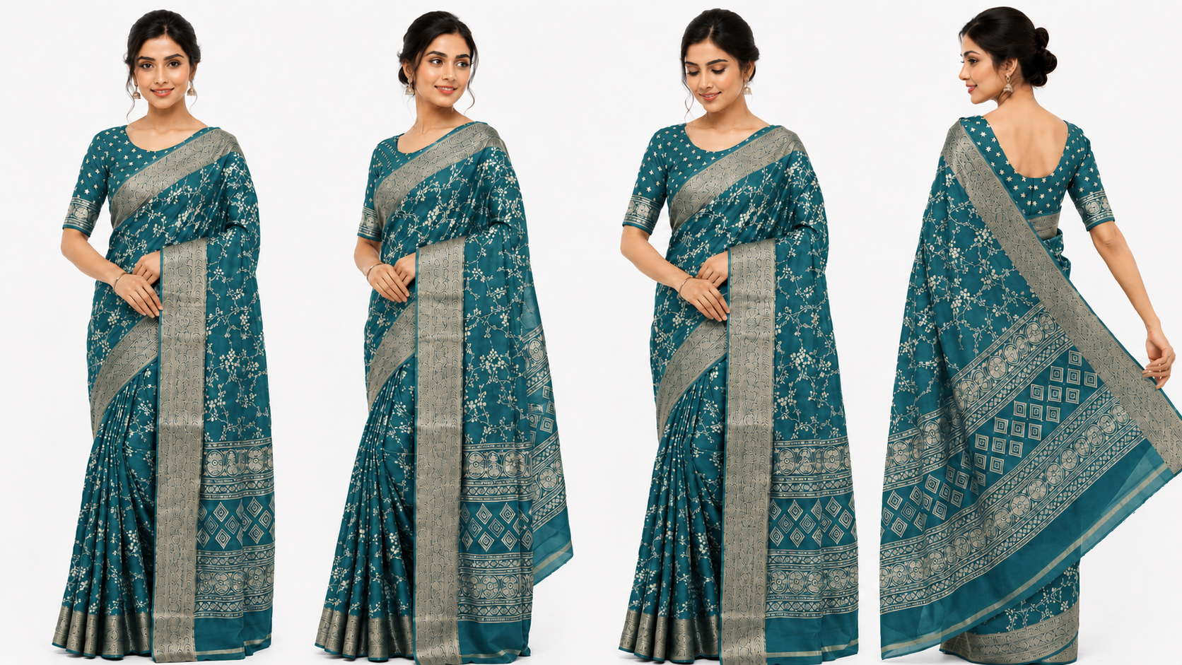 Women's Printed Chiffon Saree with Blouse Piece