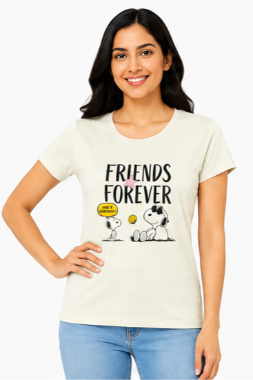 Women's Graphic Print Round Neck T-Shirt (L, XL, 2XL)
