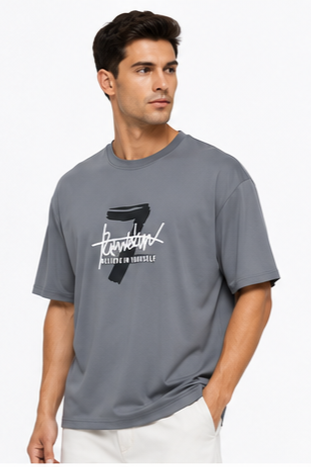 Men's Oversized Graphic Print Round Neck T-Shirt