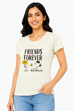 Women's Graphic Print Round Neck T-Shirt (L, XL, 2XL)