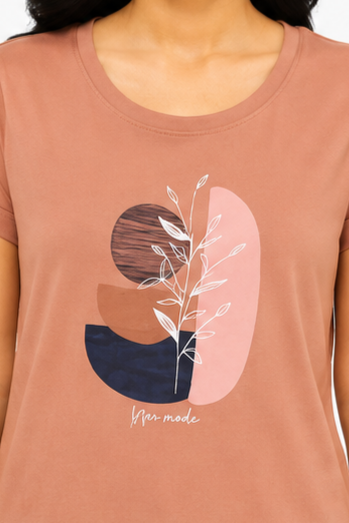 Women's Graphic Print Round Neck T-Shirt (2XL)