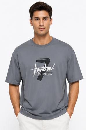 Men's Oversized Graphic Print Round Neck T-Shirt