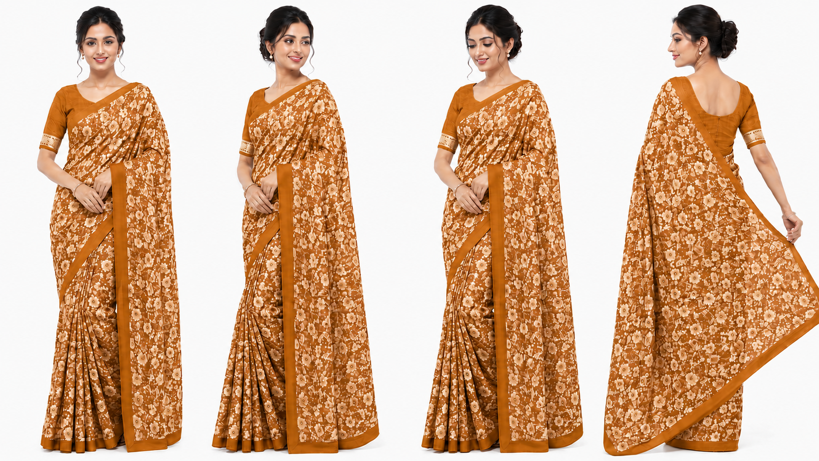 Women's Printed Chiffon Saree with Blouse Piece