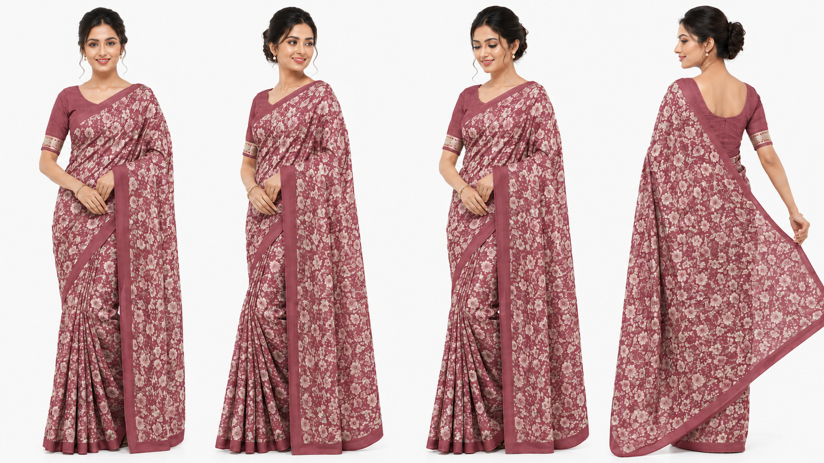 Women's Printed Chiffon Saree with Blouse Piece