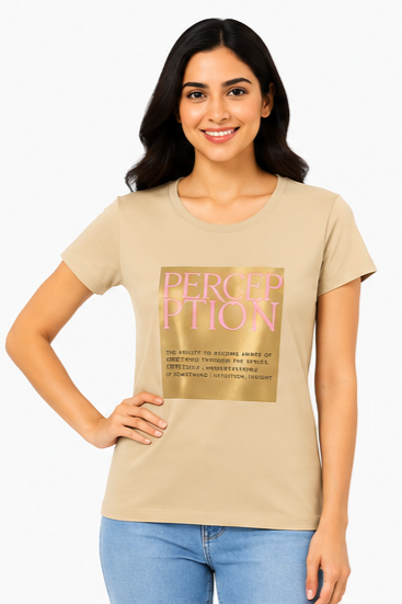 Women's Graphic Print Round Neck T-Shirt L