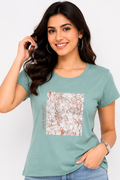 Women's Graphic Print Round Neck T-Shirt (2XL)