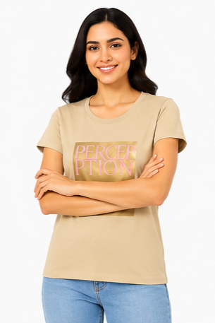 Women's Graphic Print Round Neck T-Shirt L