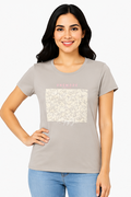 Women's Graphic Print Round Neck T-Shirt ( L,2XL)