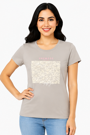 Women's Graphic Print Round Neck T-Shirt ( L,2XL)