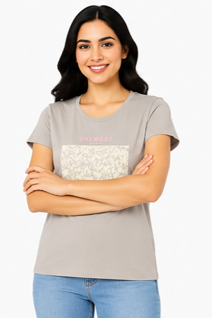 Women's Graphic Print Round Neck T-Shirt ( L,2XL)