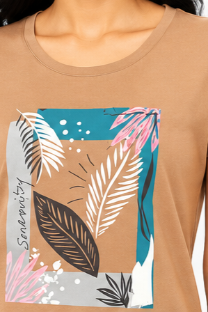 Women's Graphic Print Round Neck T-Shirt L