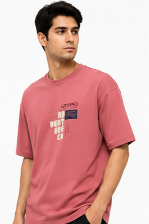 Men's Oversized Graphic Print Round Neck T-Shirt