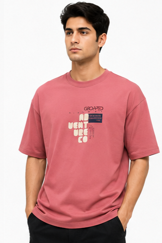 Men's Oversized Graphic Print Round Neck T-Shirt