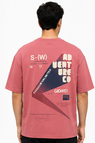 Men's Oversized Graphic Print Round Neck T-Shirt