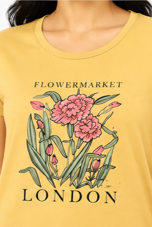 Women's Graphic Print Round Neck T-Shirt L