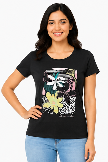 Women's Graphic Print Round Neck T-Shirt