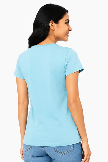Women's Graphic Print Round Neck T-Shirt (L, XL, 2XL)