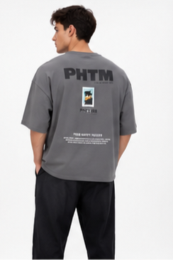 Men's Oversized Graphic Print Round Neck T-Shirt