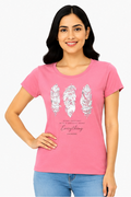 Women's Graphic Print Round Neck T-Shirt  ( L, XXL)
