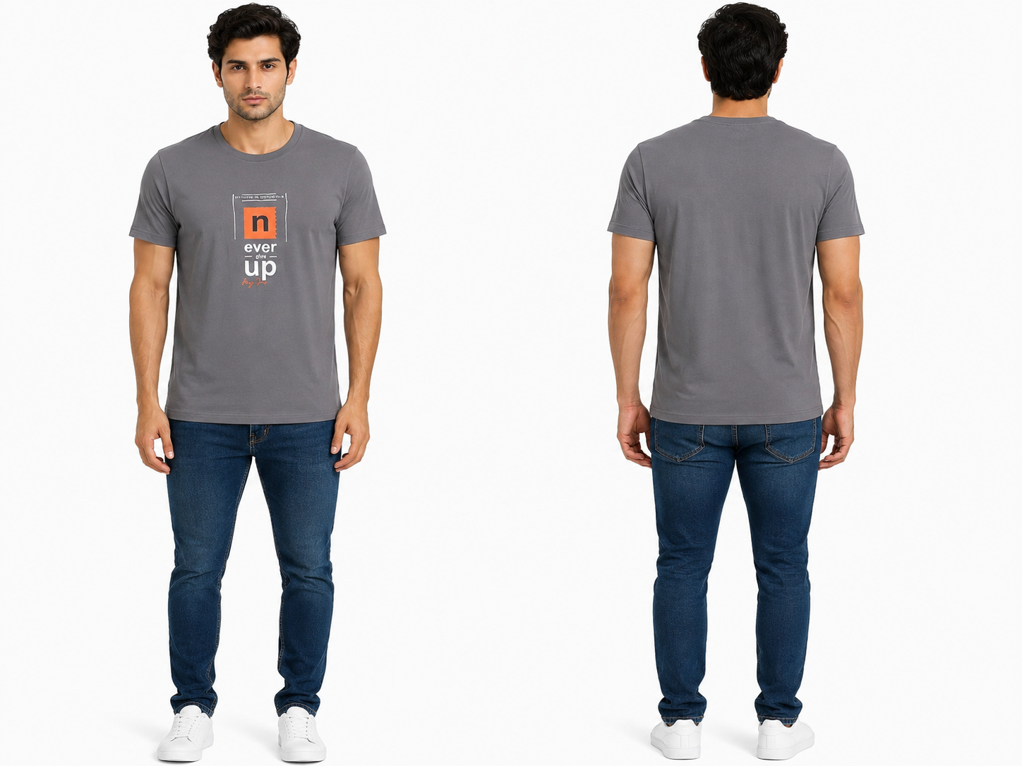 Casual Round Neck Printed T-Shirt for Men