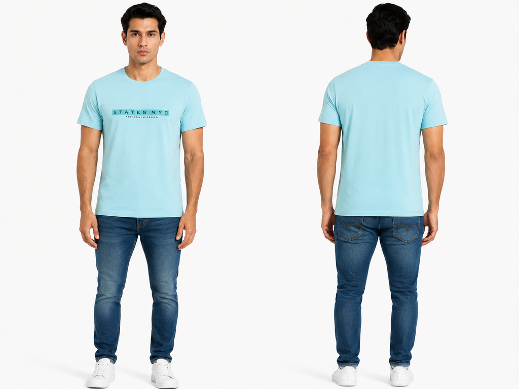 Casual Round Neck Printed T-Shirt for Men
