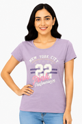 Women's Graphic Print Round Neck T-Shirt L
