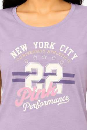 Women's Graphic Print Round Neck T-Shirt L