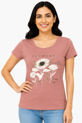 Women's Graphic Print Round Neck T-Shirt XL